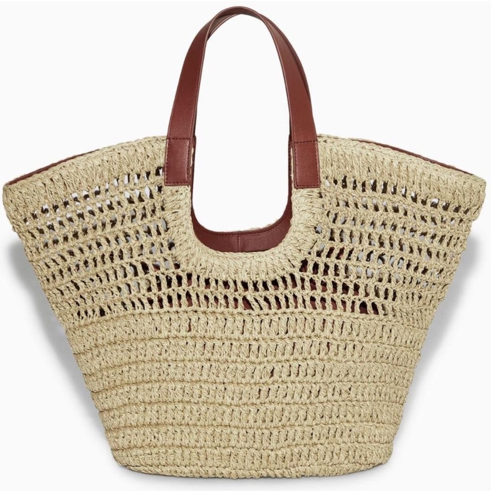 COS leather trimmed basket bag